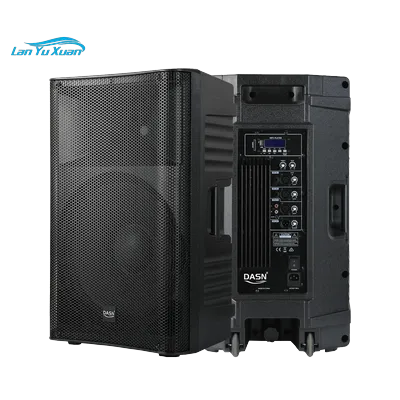 DASN SCB15AC 15 Zoll 720 W 2-Wege-professioneller aktiver Kunststoff-Vollfrequenz-MP3-DJ-Bühne, Heimspielplatz, PA-Lautsprecher mit Rädern