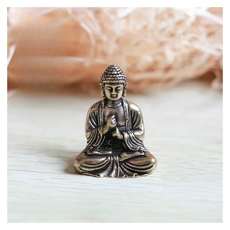 Kleine kreative Handwerk Mini tragbare Vintage Messing Buddha Statue Tasche sitzende Buddha Figur Skulptur Büro Schreibtisch Dekor Ornament