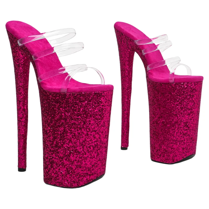 Leecabe 26 cm/10 Zoll durchsichtiges PVC-Obermaterial, exotische High-Heel-Plateau-Party-Slipper, Sandalen, Stripper-Absatz, Pole-Dance-Schuhe