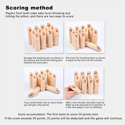 ABJA-Wooden Tossing Game Hardwood Throwing Bowling Game Numbered Block Toss Games Set