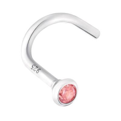 Nasenpiercing AMOR "Schmuck Geschenk Piercing Körperschmuck Silber Pink Sparkle 9037353", bunt (silberfarben, rosa, rosa), Piercings, Silber 925 (Sterlingsilber)