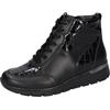 Schnürboots WALDLÄUFER "K-RAMONA", Damen, Gr. 3,5 (36), schwarz, Nappaleder, Lackleder, Reptilienprägung, klassisch, Schuhe, Stiefelette, Bequemschuh mit Innenreißverschluss, K-Weite