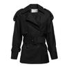 Trenchcoat KHUJO "ELINA", Damen, Gr. XXL, schwarz, 68% Polyester, 32% Viskose, unifarben, casual, loose fit hüftlang, Langarm Raglanärmel,mit Riegel,mit Knöpfen gerader Abschluss, Mäntel