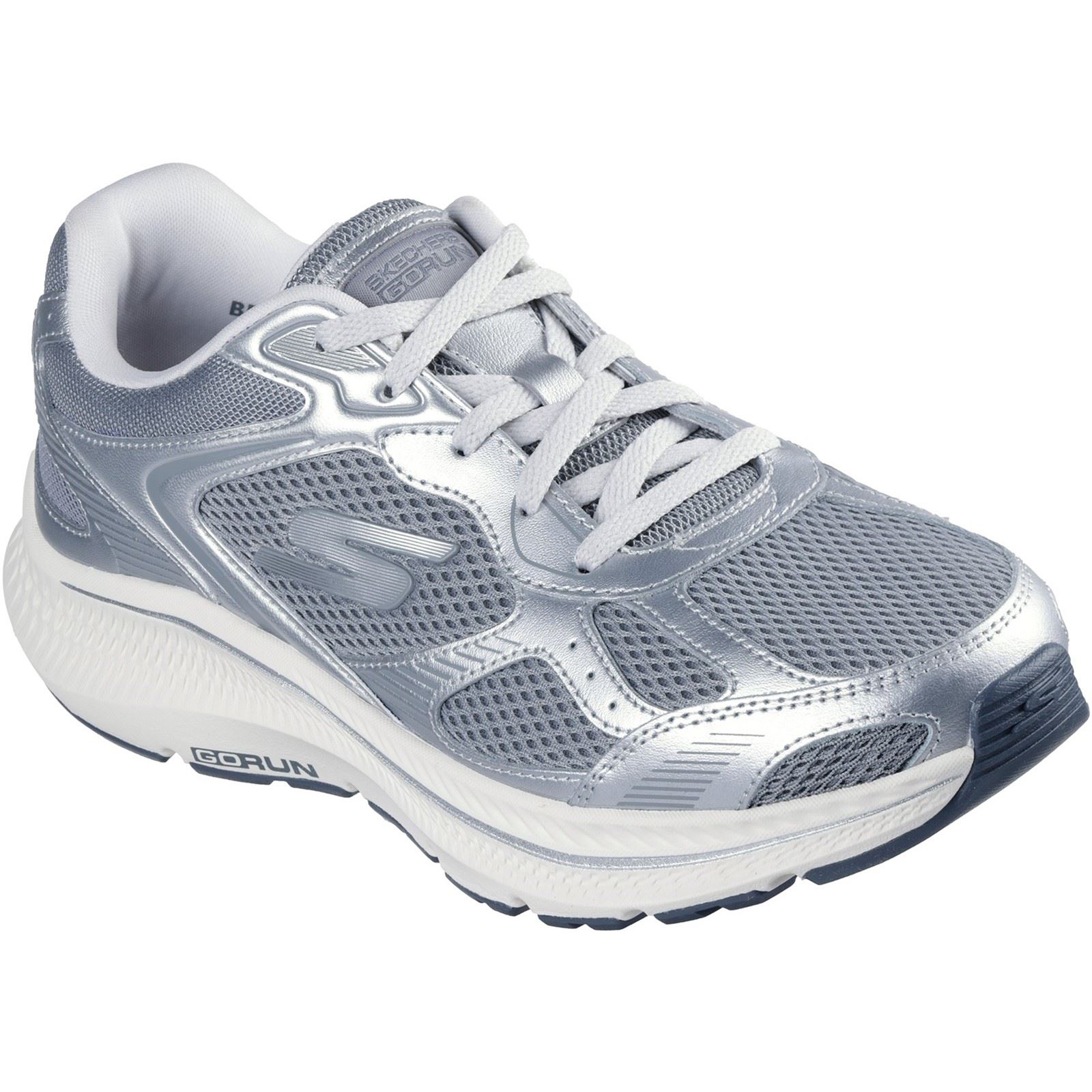 Skechers GO RUN Consistent 2.0 Volt Damen Sneaker Aus Leder In Grau/silber