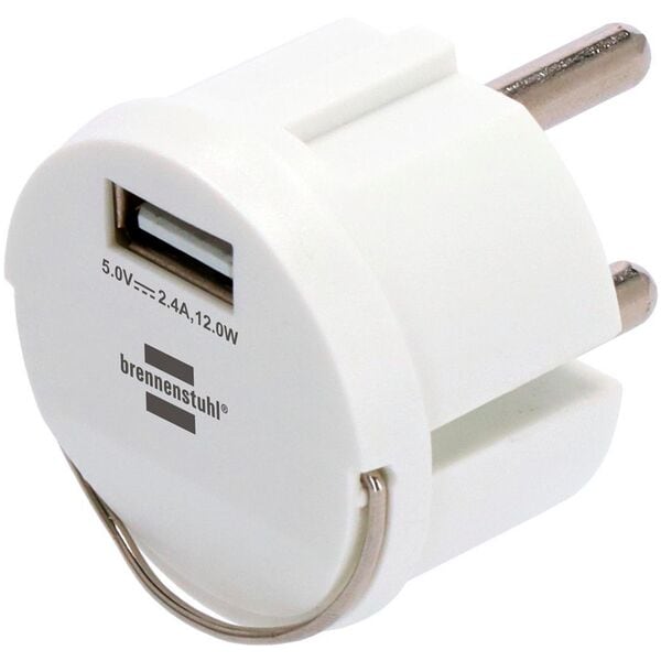 Brennenstuhl Ladeadapter USB-A 12W Power Adapter USB C, Steckdose weiß Image