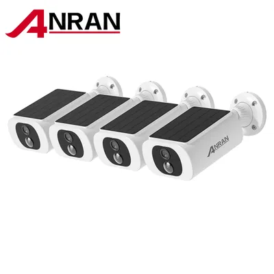 ANRAN 2K Solar Camera 4PCS Home Security Cameras Set 2.4G Wireless WIFI Camera Built-in Battery,Floodlight,Color Night Vision