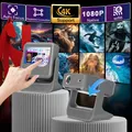 Proiettore 4K HD, Touch Screen da 8", WiFi Bluetooth, Doppio Schermo, HDMI USB, Home Theater Karaoke Gamer