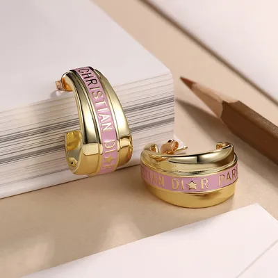 APIR 925 Silver Needle 18k Gold Plated Letter Design Women's Earrings Piercing Half Ear Hoop Exquisite Fashion Luxury Jewelry