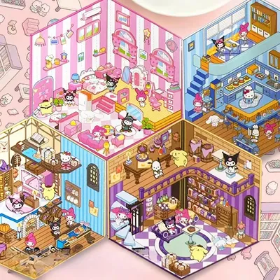 Sanrio Miniatur-Szenenaufkleber Kawai Kuromi Handkonto Tagebuch Dekorativ My Melody Cinnamoroll Kinderspielzeug Belohnungsaufkleber Image