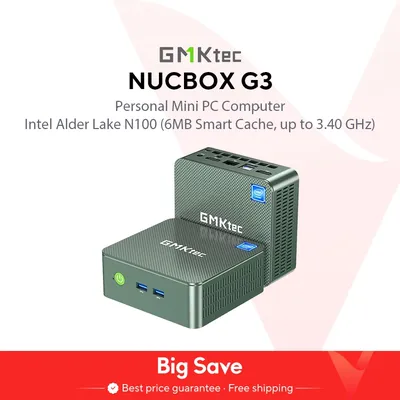 GMKtec G3 Mini-PC Intel Alder Lake N100 Windows 11 Pro Mini-PC 8/16 GB DDR4 256/512 GB PCIe M.2 SSD WiFi 6 BT5.2 Desktop-Computer