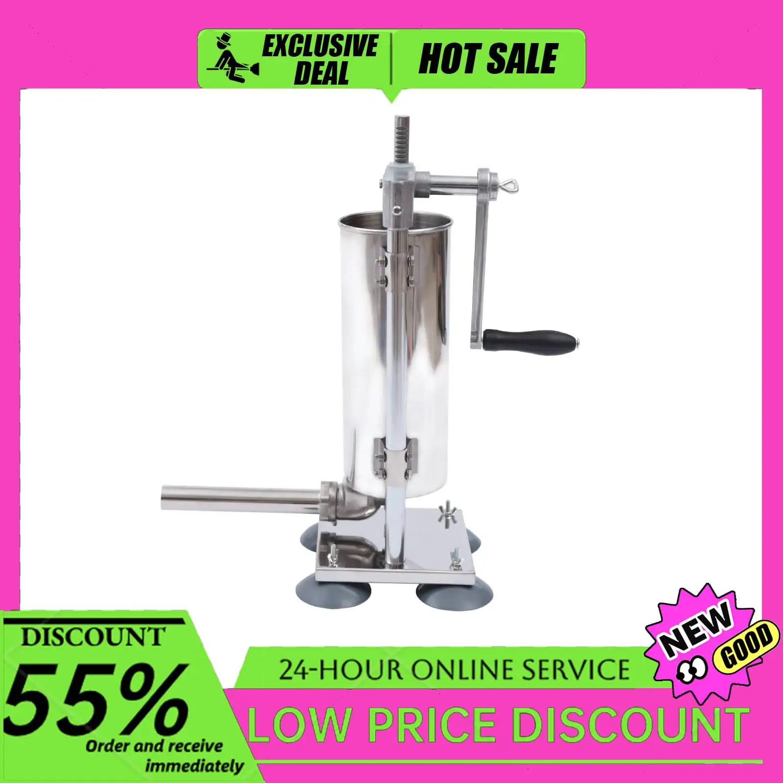 6LBS Wurstfüller aus Edelstahl, vertikaler manueller Wurstfüller für den privaten und gewerblichen Gebrauch Image