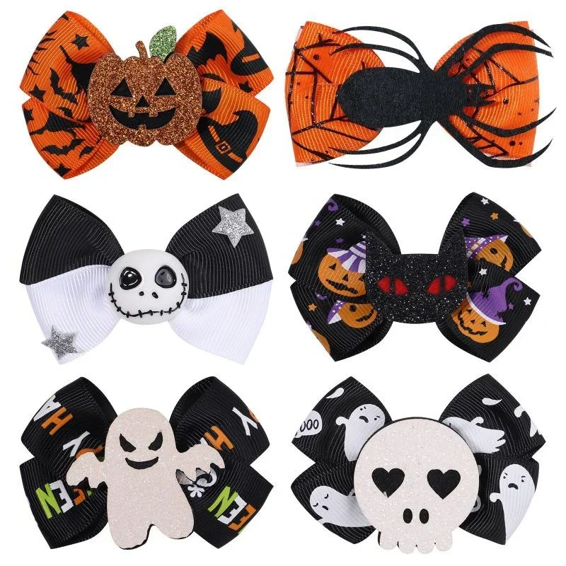 1 Stück Halloween Cartoon Spinne Kürbis Haarspange Schwarze Katze Totenkopf Haarschmuck für Mädchen Tag Dress Up Party Dekor Geschenke Image