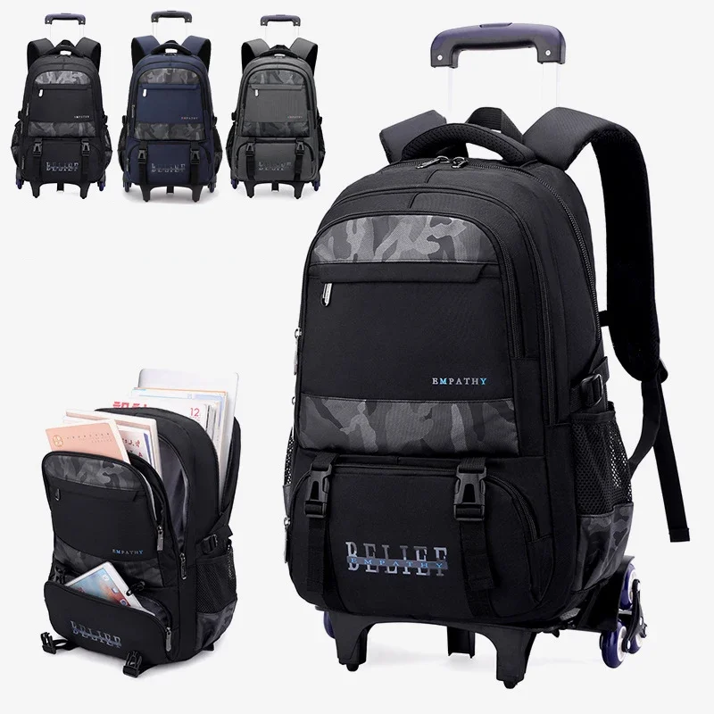 Sac à dos d'école pour enfants, sac à roulettes pour garçons, sac d'école à roulettes avec roulettes, sac à dos pour étudiants, sac de livre