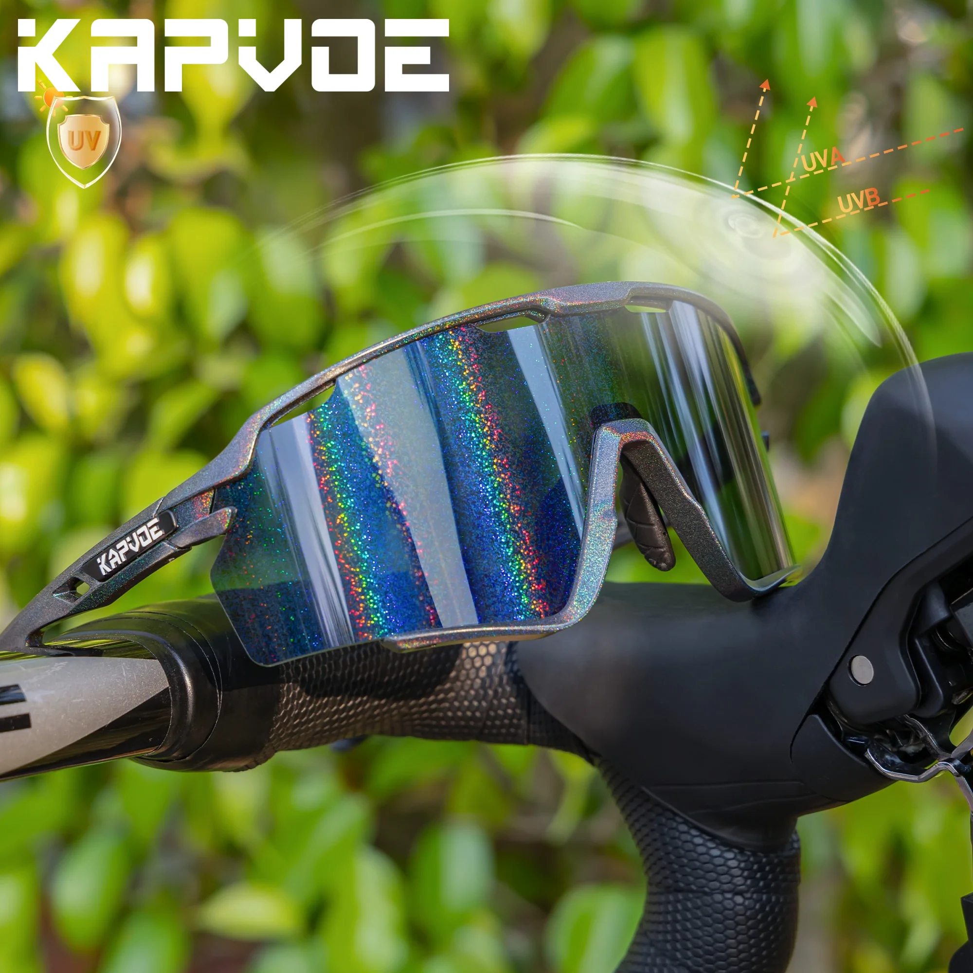 Kapvoe Modische Sonnenbrille für Herren, coole Fahrradbrille, MTB-Sonnenbrille, Fahrradbrille, Damen, Sportbrille, Eisschnelllauf Image