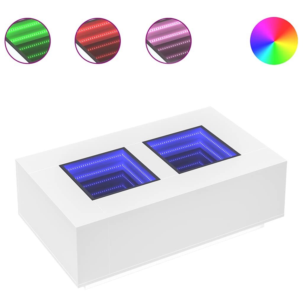 vidaXL Couchtisch mit Infinity-LED Weiß 116x69x40 cm Image