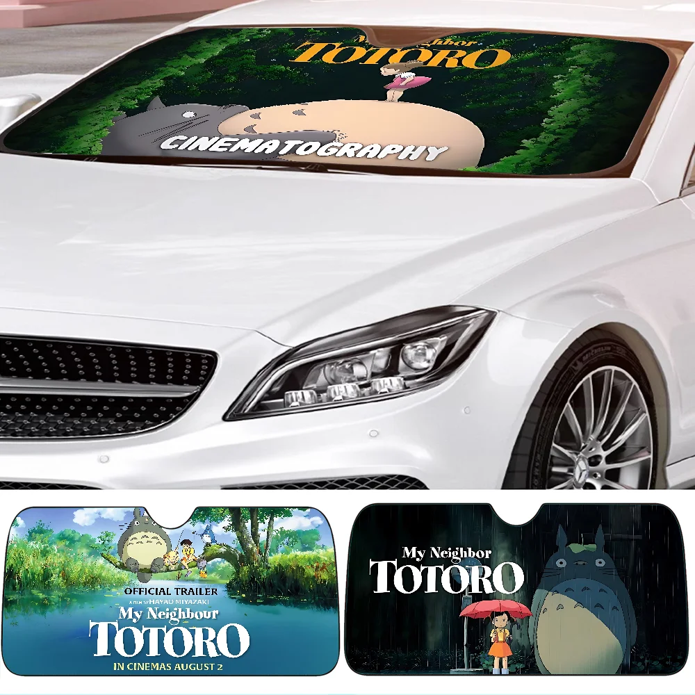 Kawaii T-Totoro Auto-Sonnenschutz, Windschutzscheibe, Frontscheibe, 70 x 130 cm, Sonnenblende, Sonnenschutz, kariert, Geschenk, Neuheit, Auto Image