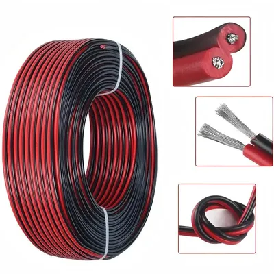 10m 2pin 16-30AWG UL2468 Electrical Wire Extension Red Black Cable for Automotive Flat Cable LED Lighting Audio Electric Wire
