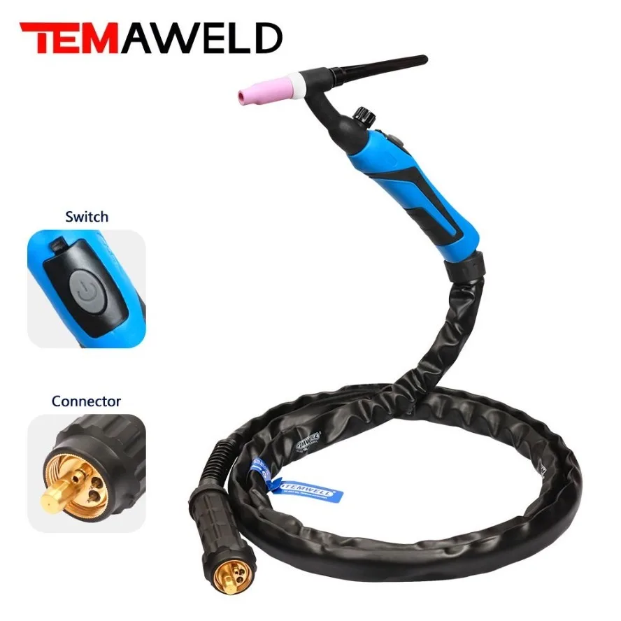 Torcia TIG professionale WP26 WP26FV 4m 13ft GTAW Gas Tungsteno Pistola per saldatura ad arco WP-26 Argon Torcia per saldatura TIG raffreddata ad aria