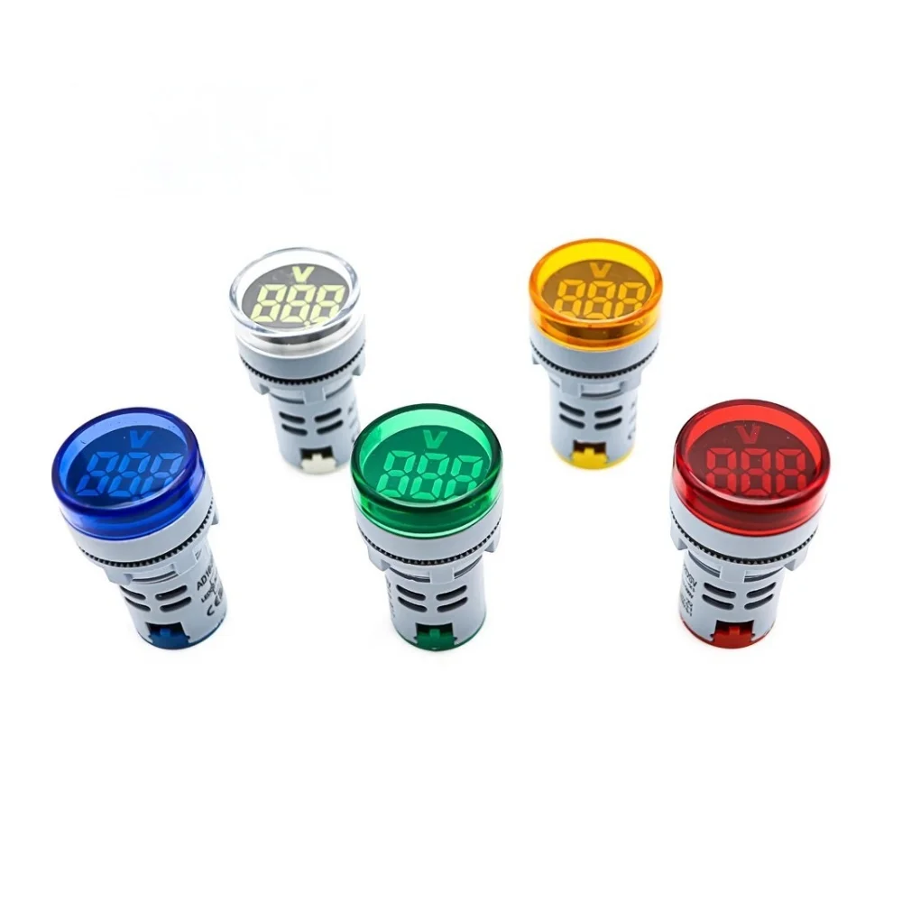 1PCS Runde Digital Voltmeter Amperemeter AC 60-500V LED Digital Voltmeter Power Spannung Tester Detektor LED anzeige Pilot Lampe Image