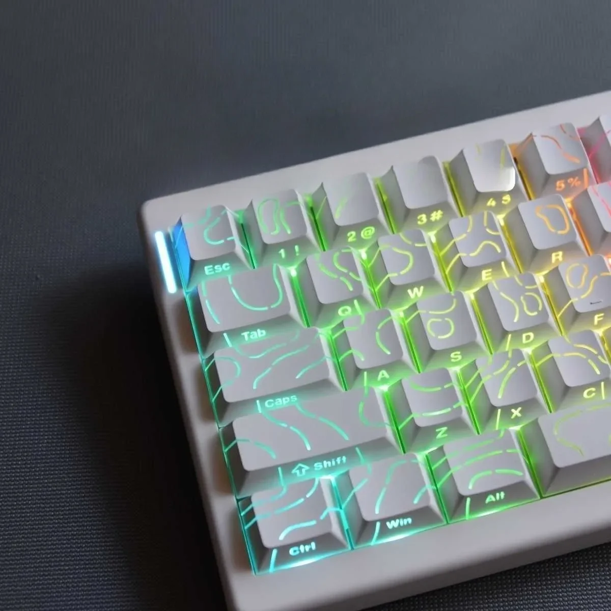 2025 Super Contour PBT-Tastenkappen, seitlich leuchtendes Licht, mechanische Tastatur, Original-Fabrikhöhe für 61/68/75/84/87 Tasten, Spieltastatur Image