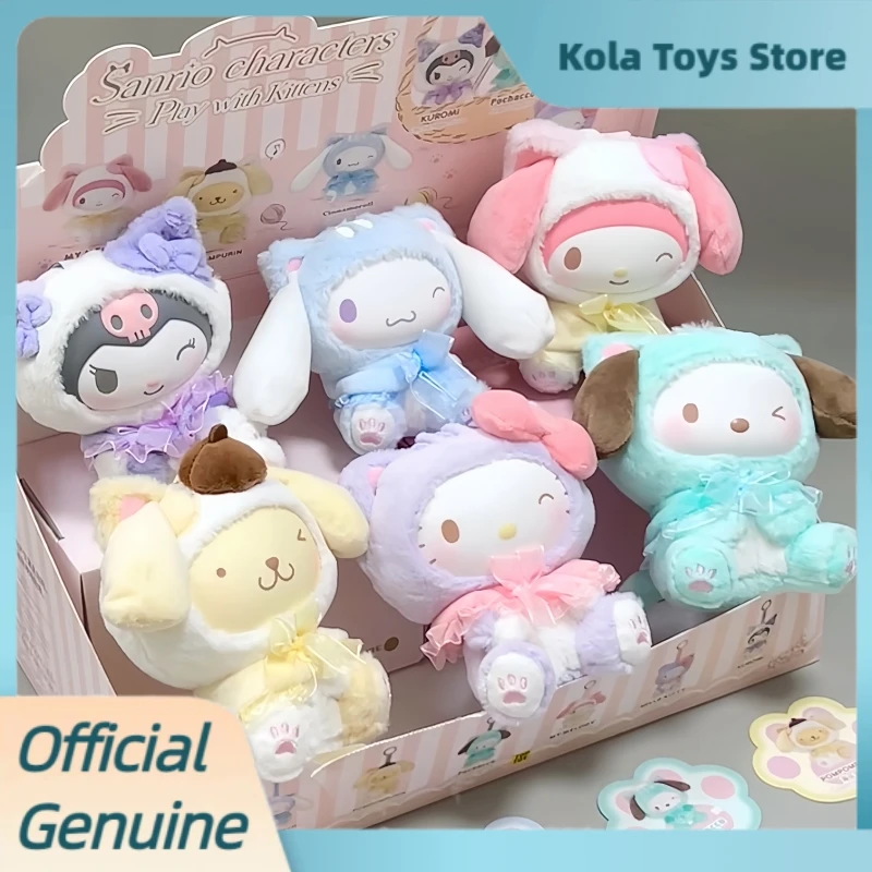 Echte Sanrio Spielen Mit Kätzchen Serie Mystery Box Kuromi Melody Nette Vinyl Plüsch Anhänger Puppe Blind Box Figur Spielzeug Geschenke Image