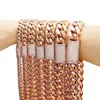 12/14/18/20/22mm Rose Gold Farbe Edelstahl Kubanischen Miami Link Kette Halsketten für Männer Hip Hop Bling Iced out Rapper Schmuck