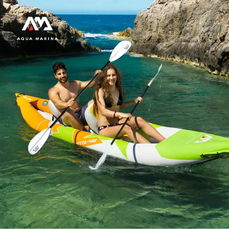 AQUA MARINA KP-1 Doppelblatt-Paddel, 4-teilig, Surfbrett, Rudergeräusche, Kajak, Bootsteile, 230 cm Paddel, Kanufahren aus Aluminiumlegierung Image