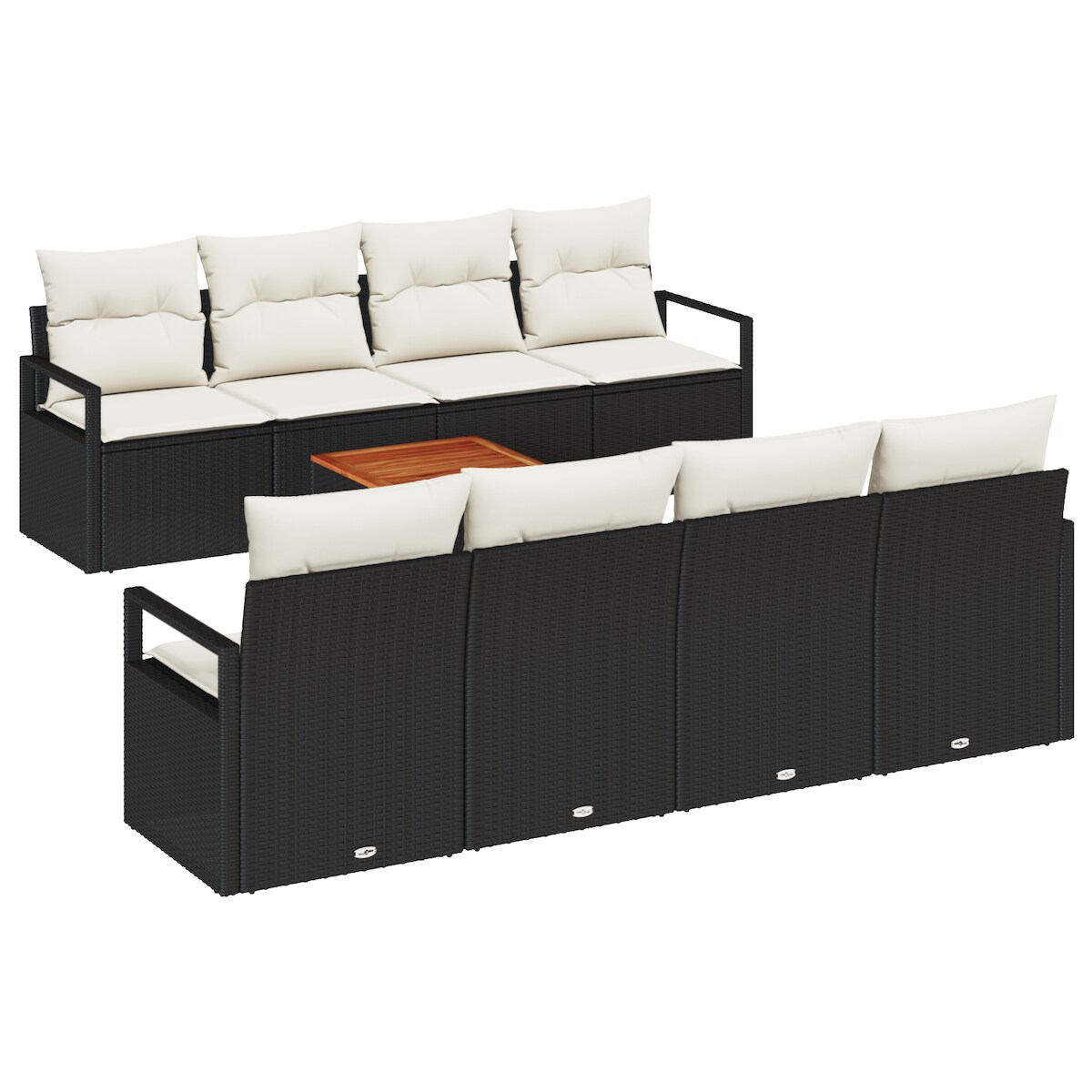 vidaXL 9-teiliges Garten Sofa Set mit Kissen Schwarz Poly Rattan Akazie Image