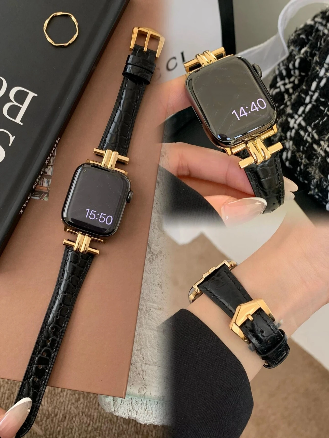 Lederschlaufe Correa für Apple Watch Band 11/10/9/8/7/6/5/4/3 38 mm 40 mm 41 mm 42 mm 44 mm 45 mm 46 mm 49 mm Armband Image