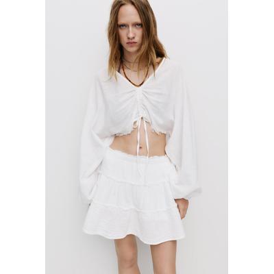 Cropped Blouse With Front Tie