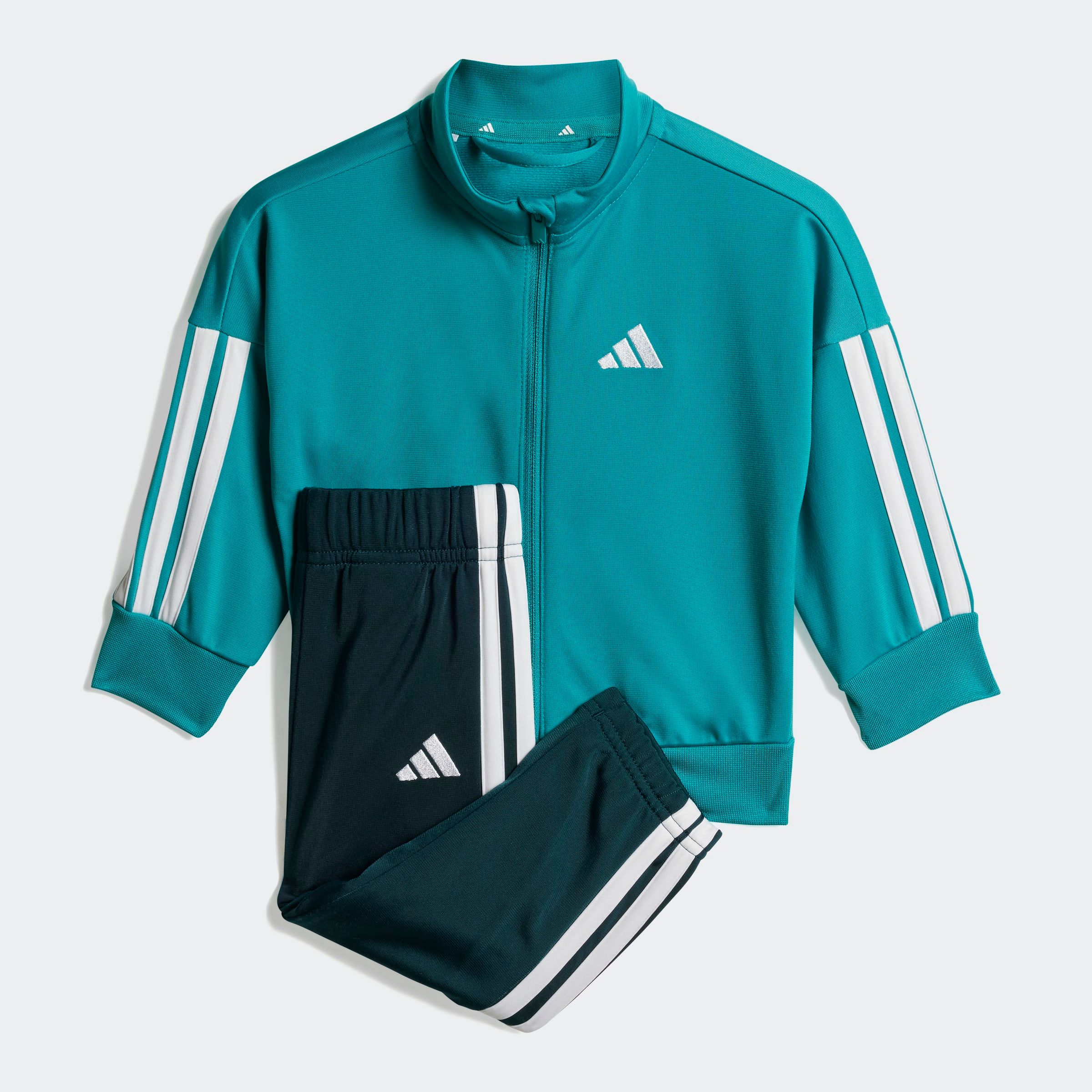 Trainingsanzug ADIDAS SPORTSWEAR "I 3S TR TS 205", Kinder, Gr. 80, weiß (pure teal, weiß), Obermaterial: 100% Polyester, Sportlich, Sportanzüge Image