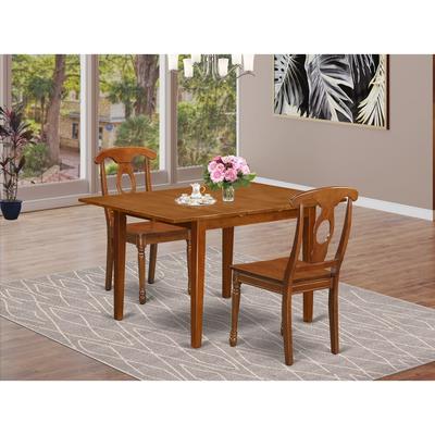 HomeStock 3-Piece Saddle Brown Finish Solid Wood Top Dining Table Set