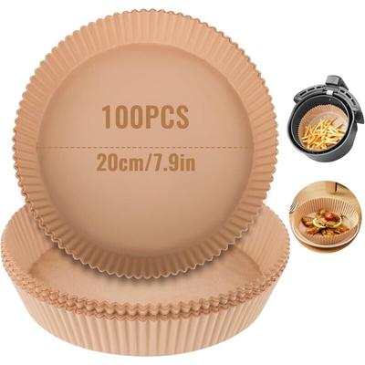 Bluedeer - 100 Stück Backpapier für Heißluftfritteuse, Rund 20CM Airfryer Backpapier, Antihaft, Öl Image