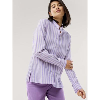 Walbusch Damen Stehkragen Bluse Feel Good Lila gestreift Image