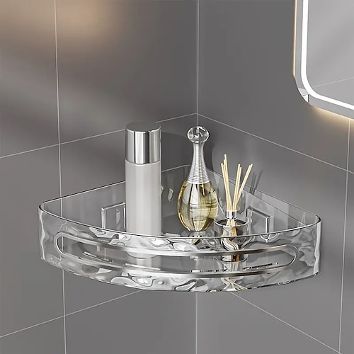 Wandmontiertes Badezimmer-Aufbewahrungsregal ohne Bohren, wandmontierter Toiletten-Aufbewahrungs-Organizer, transparenter Kosmetik-Organizer für Toilettenartikel und Alltagsgegenstände Image