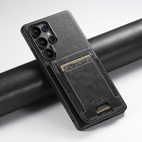 Handy Hülle Handyhüllen Für Samsung Galaxy S26 Plus S26 Ultra S25 S24 S23 S22 Plus Ultra Rückseite Mit Ständer Kartenfach Stoßfest Retro TPU PU-Leder Image