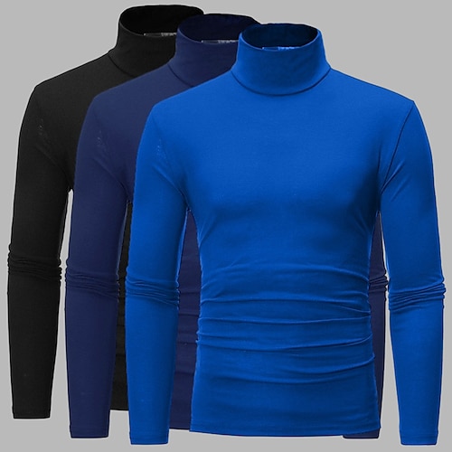 Herren T Shirt Rollkragenhemd Langarmshirt Langarm Gerollter Kragen Herbst Herbst Winter Einfach Leicht Basic Klassisch 3 Teile Mehrfachpackung Outdoor Lässig Sport A B C Top T-Shirt für Herren Image