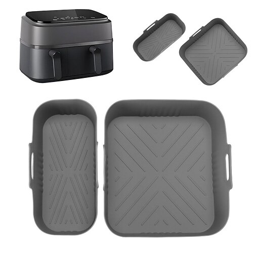 2 Stück wiederverwendbare antihaftbeschichtete Silikon-Backbleche für Heißluftfritteusen, passend für Philips Modelle der Größe NA350–3000, Silikon-Backbleche mit antihaftbeschichteter Oberfläche, Image