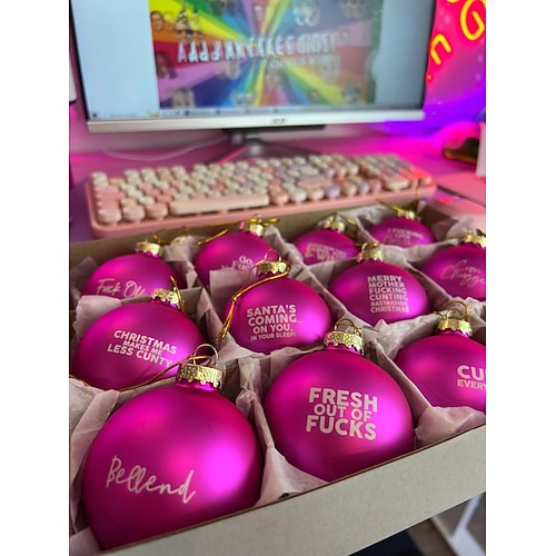 12 Stück lustige Weihnachts-/Halloween-Ornamente, lustige Ornamentkugeln Weihnachtsornament, Weihnachtsgeschenke, Schimpfwort-Kugelbündel Weihnachts-/Halloween-Dekorationen Image