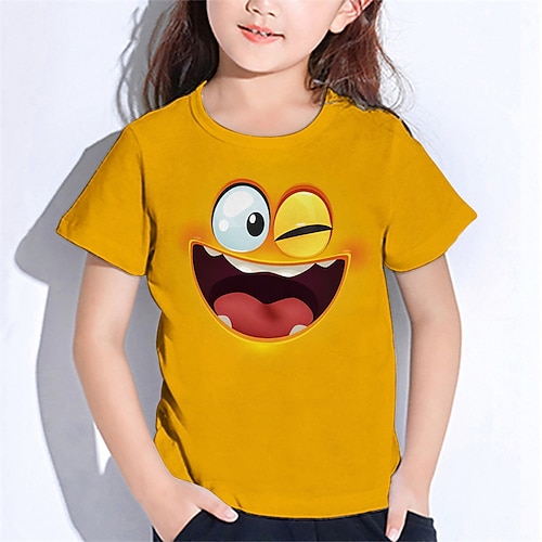 Mädchen 3D Cartoon T-Shirt Kurzarm Sommer Frühling Mode Basic Kinder 4-12 Jahre Rundhalsausschnitt Outdoor Lässig Täglich Normale Passform Image