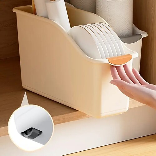 2er-Pack Mehrzweck-Aufbewahrungsboxen aus Kunststoff mit gebogenem Design, ideal für die Organisation zu Hause, perfekt für Aufbewahrungsbehälter und -körbe für Reinigungsmittel und Image