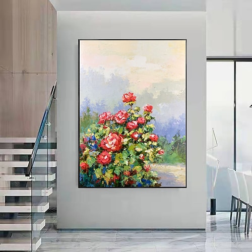 handgefertigtes Ölgemälde auf Leinwand, Wandkunst, Dekoration, moderne Blumenlandschaft für die Inneneinrichtung, gerolltes, rahmenloses, ungedehntes Gemälde Image