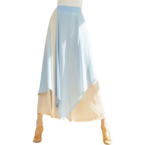 Leggings mit Rock für Damen, Yogahosen, dehnbare Ballett-Tanz-Leggings, Chiffon-Strumpfhose mit Rock für Ballett, Latein, Salsa, Tango Image