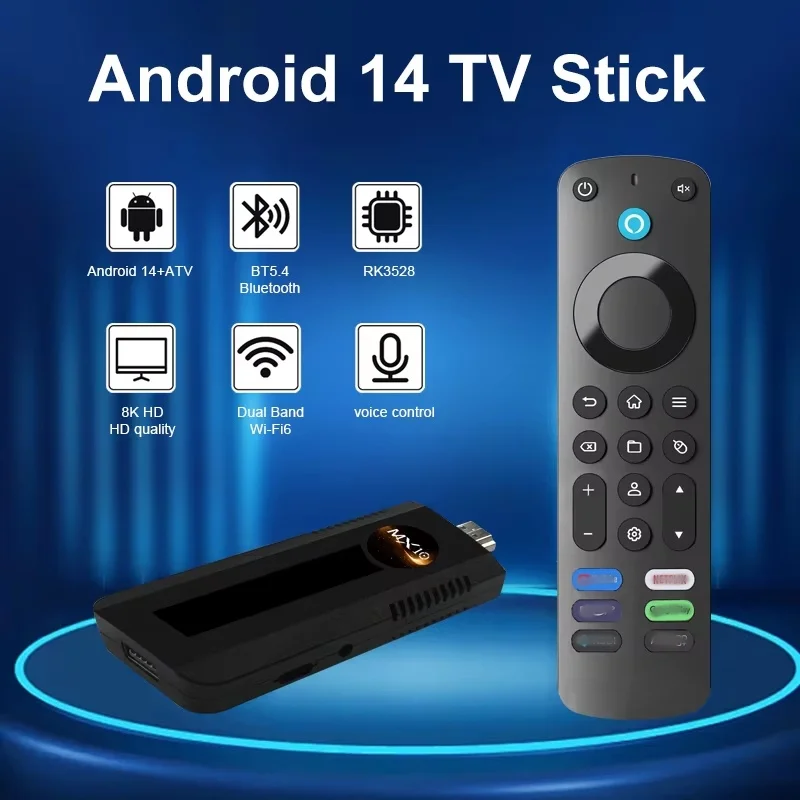 MX10 F8 PRO Android 14.0 OS Smart TV Stick 4K HDR TV Box 2,4G 5G Dual Wireless WiFi Media Player 2GB RAM 16GB ROM BT5.4 TV Stick Image