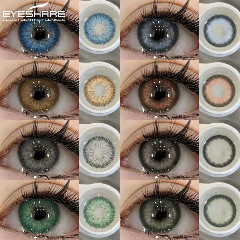 EYESHARE 2 Stück farbige Kontaktlinsen für Augen, natürliche jährliche blaue Augenlinse, modisch, grau, für Schüler, Schönheit, Make-up, Pupillenfarbe, Augenlinse Image