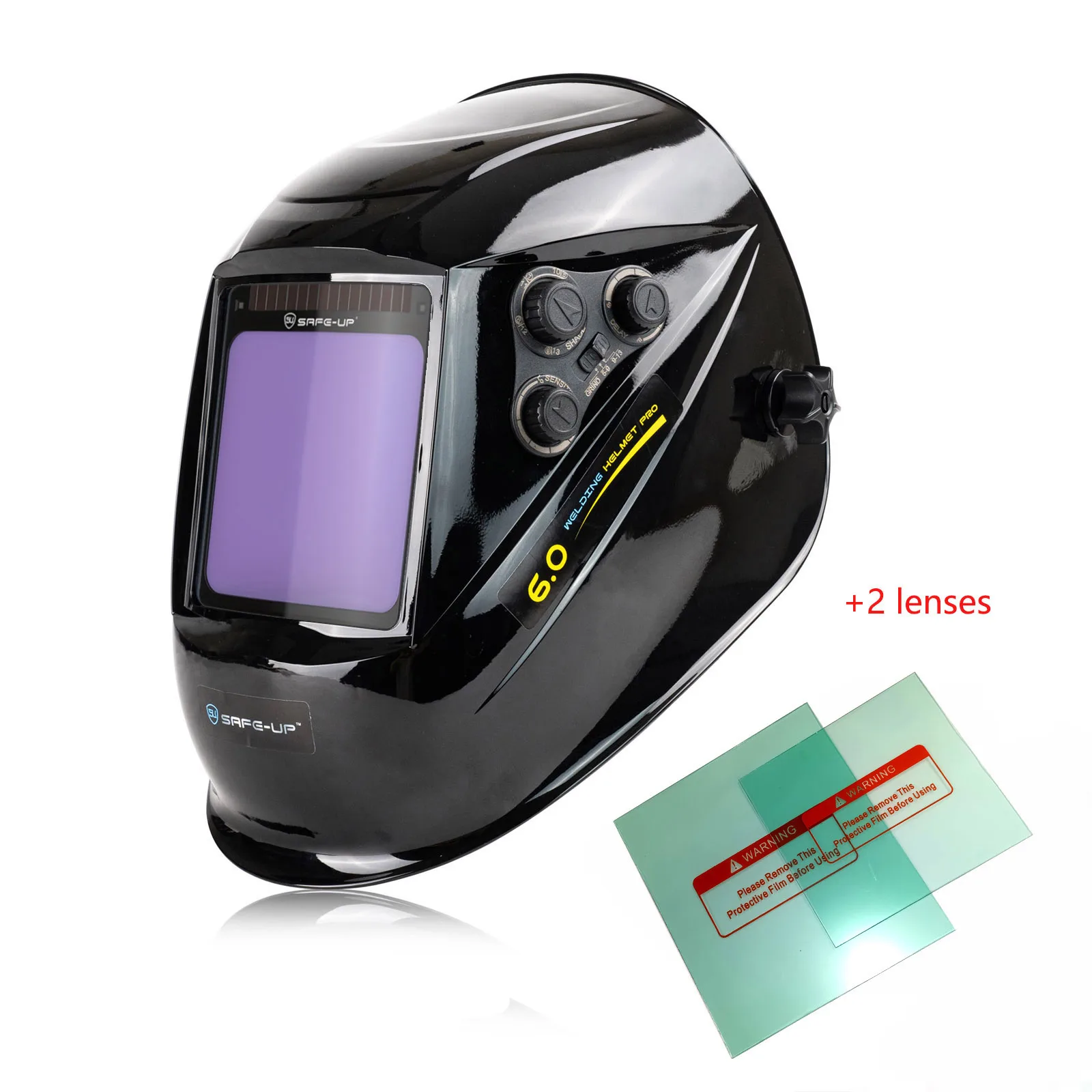 Schweißmaske 1/1/1/1 Schweißhelm mit automatischer Verdunkelung, große Ansicht, 3,93 x 3,81 Zoll, echte Farbe, 4 Sensoren für MIG MAG MMA Schweißgerät Image