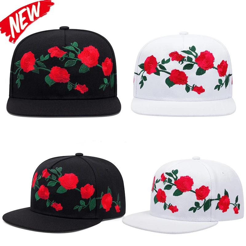 Rose Graffiti Gedruckt Herrenmode Trend Retro Hip Hop Hut Flache Kante Hut Damen Outdoor Freizeit Sonnenschutz Hut Baseball Hut
