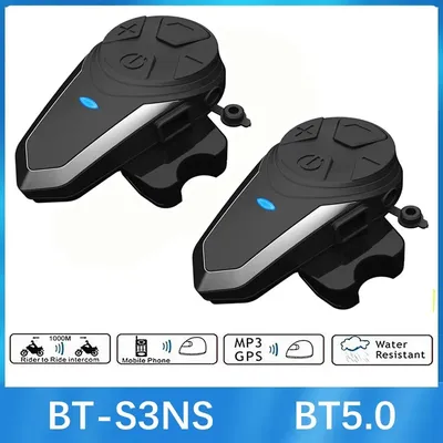 BT-S3NS Motorrad Helm Intercom Moto Helm BT5.0 Headset Wasserdicht Intercomunicador BT Interphone FM Image