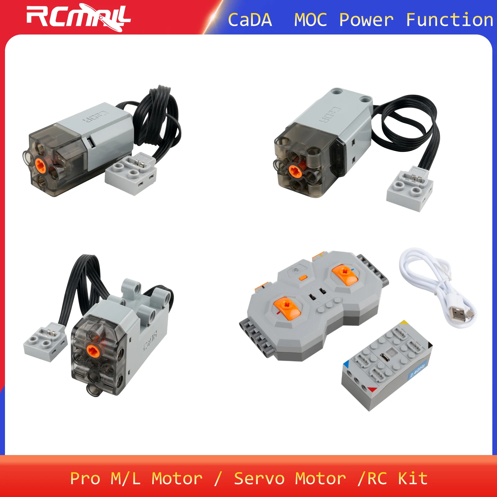 CaDA MOC Power Function Technische Bausteine Pro M/L Motor Servomotor PF 2,4G Fernbedienungsset Kompatibel mit Legoeds Image
