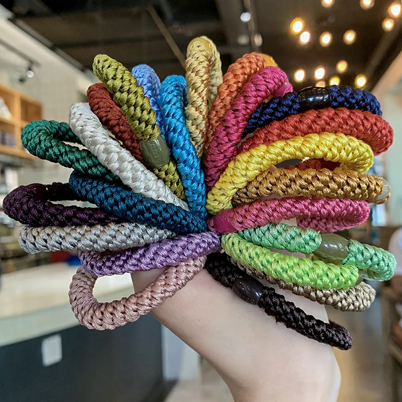 Mädchen Bunte Dicke Haar Gummibänder Hohe Elastische Scrunchie Frauen Pferdeschwanz Halter Haar Krawatte Seil Einfache Haarbänder Kopfschmuck Image